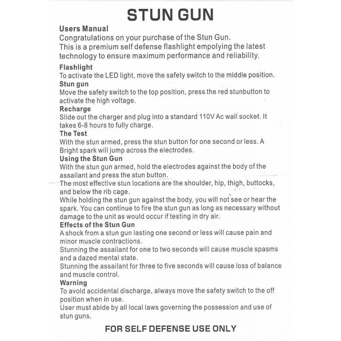 TACTICAL FORCE FLASHLIGHT STUN GUN